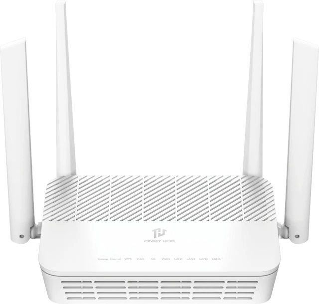 Main image of Privacy Hero 2 WiFi 6 VPN Wireless Router with 1 Year NordVPN + 1 Year Privacy Premium Included, Whole-Home VPN Protection, Streaming Relocation, Parental Controls, Ad & Malware Blocking