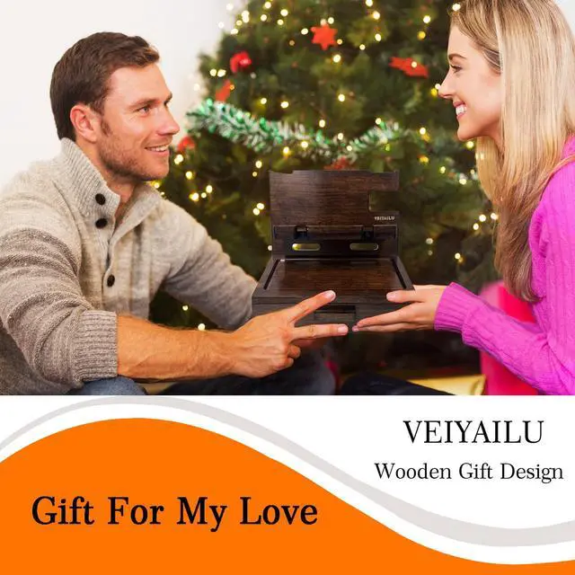 Alt view image 6 of 7 - Gifts for Men Women Husband Son Boyfriend Him Nightstand Organizer Wood Phone Docking Station Birthday Gifts (Walnut)