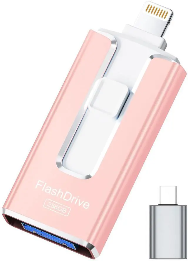 Main image of MFi Certified 256GB Flash Drive for iPhone iPad, Photo Stick for External Memory Storage, Easily Back Up and Save Photos Videos, USB Memory Stick Thumb Drive for iPhone/iPad/Android/PC(Rose Pink)