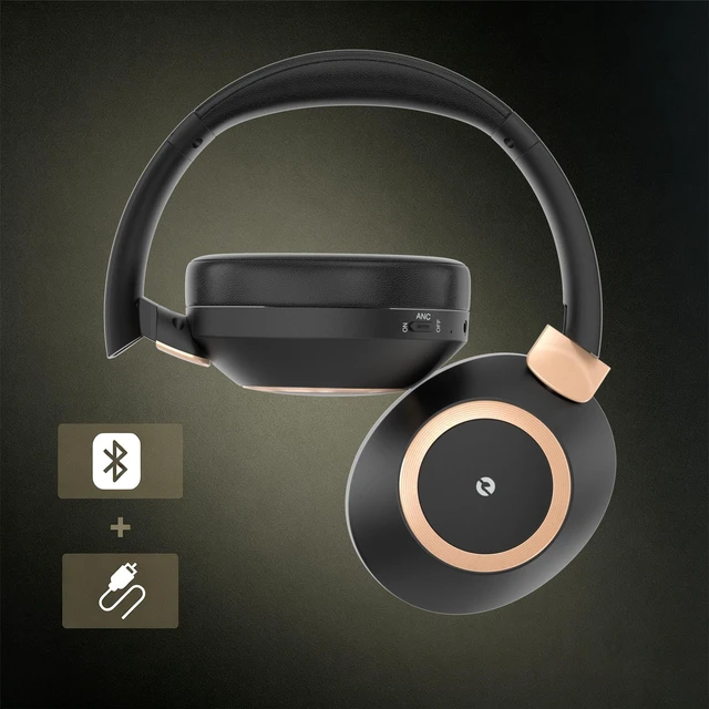 Alt view image 3 of 7 - Active Noise Cancelling Headphones, 100H Bluetooth Headphones Wireless Headphone with Microphone, Over Ear Headphones Wireless with Deep Bass, Fast Charging for Travel, Work, Study-Black
