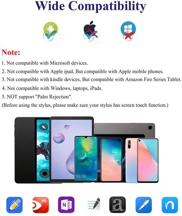 Alt view image 2 of 6 - Active Stylus Pen for Android/Samsung A9/A9+, POM Tip Phone Pencil with Magnetic, Rechargeable Fine Point Tablet Pencil for Samsung/Android/iPhone/Huawei/Switch/Vivo/Oppo/Xiaomi/Honor - Black