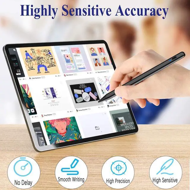 Alt view image 5 of 6 - Active Stylus Pen for Android/Samsung A9/A9+, POM Tip Phone Pencil with Magnetic, Rechargeable Fine Point Tablet Pencil for Samsung/Android/iPhone/Huawei/Switch/Vivo/Oppo/Xiaomi/Honor - Black
