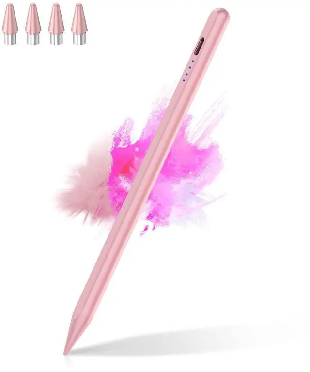 Main image of Active Stylus Pen for Touchscreen, Universal Tablet Pencil for Apple iPad/iPhone/Samsung/Huawei/Xiaomi/Android and More Devices, Rechargeable Digital Pens with Magnetic Function - Pink
