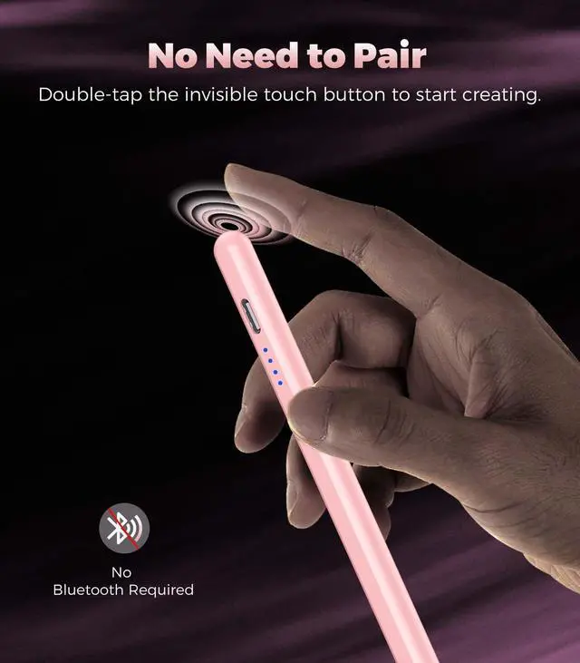 Alt view image 6 of 7 - Active Stylus Pen for Touchscreen, Universal Tablet Pencil for Apple iPad/iPhone/Samsung/Huawei/Xiaomi/Android and More Devices, Rechargeable Digital Pens with Magnetic Function - Pink