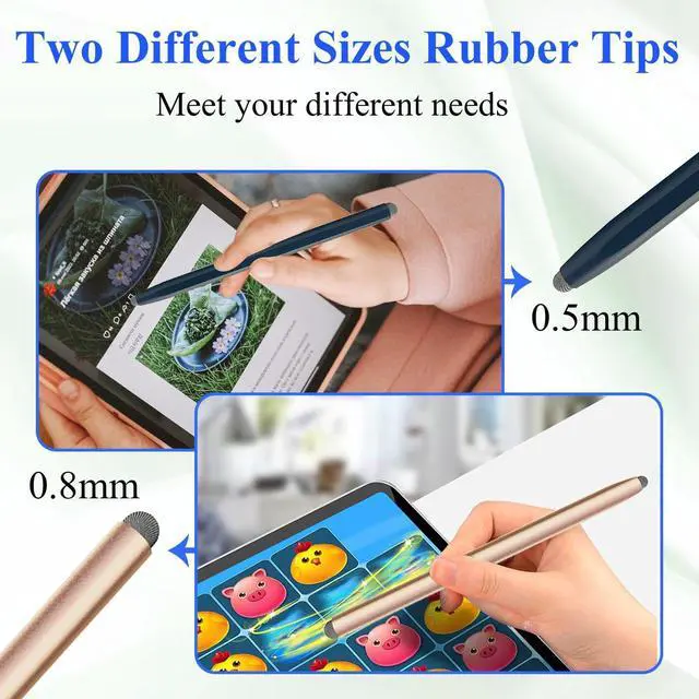 Alt view image 5 of 7 - 2-in-1 Stylus Pen for Touchscreen with Magnetic, 2PCS Tablet Pencil for Nintendo Switch 2/Apple iPad/Air/Mini/Pro/iPhone/Android/Huawei/Samsung/Galaxy All Touch Screen Devices (Black/Gold)