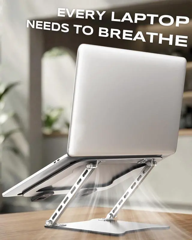 Alt view image 7 of 7 - RIWUCT 2026 Ultra-Slim Portable Laptop Stand for Desk, Height Adjustable & Dual-Bar Support Laptop Riser Holder, Ventilated Computer Printer Stand, Compatible with MacBook/Dell/HP(10-15.6")