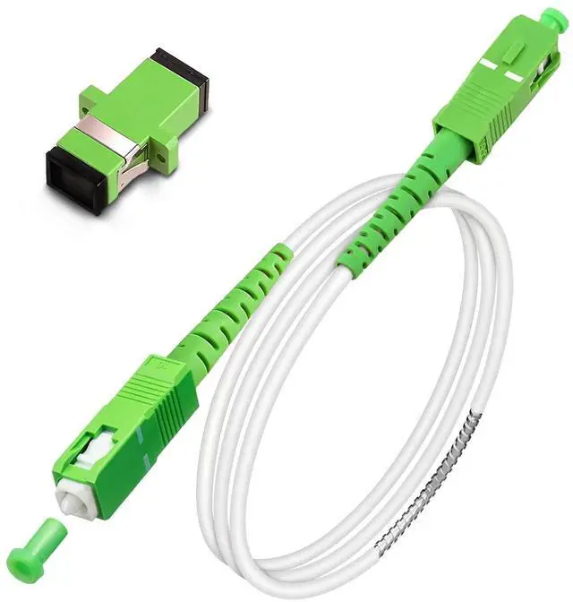 Main image of SC/APC to SC/APC Fiber Optic Internet Cable, Armored Single Mode Patch Cable, Fiber Optic Jumper Optical Patch Cord - SIMPLEX - 9/125um - OS1/OS2 Compatible, LSZH White, 1m