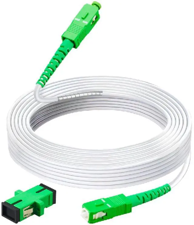 Main image of Simplex SC/APC to SC/APC Fiber Optic Internet CableSingle Mode Armored Fiber Optical Patch Cord9/125um OS1/OS2 Compatible Att Fiber Cable LSZH White (2m/6ft)