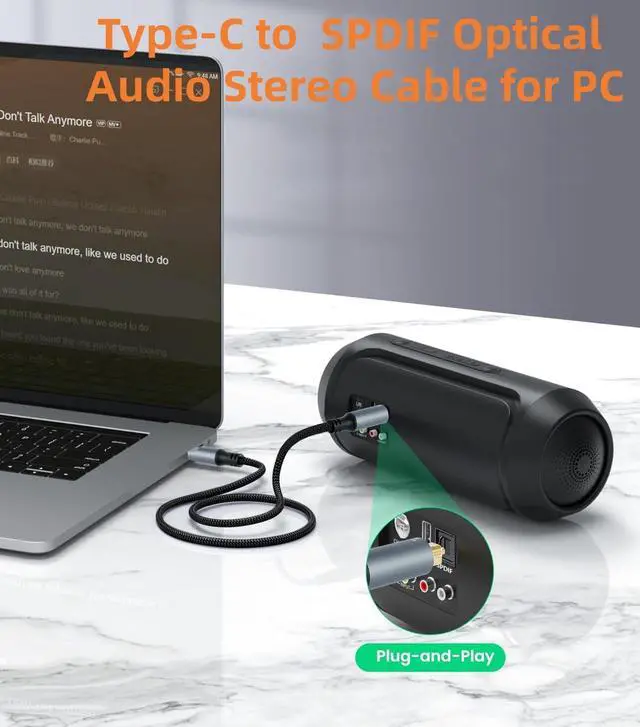 Alt view image 3 of 6 - USB C to Toslink Optical Audio Cable, Unidirectional USB C to SPDIF Port Male Digital Optic Stereo Audio Cord for Smartphone, Tablet, Laptop, TV/Soundbar, Sony PS5,Speakers & Home Theater Systems-4FT