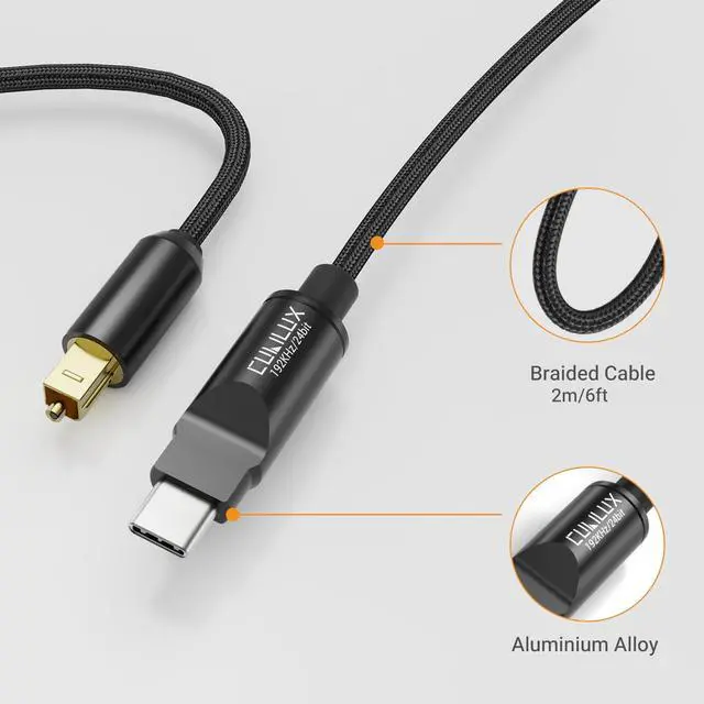 Alt view image 6 of 6 - USB C to TOSLINK Optical Audio Cable, Unidirectional Type C to SPDIF Digital Aux Cord, S/PDIF Transmitter for Computer/Laptop/PC MacBook(5.1 Surround Sound) and PS5(Stereo), 6.6 FT