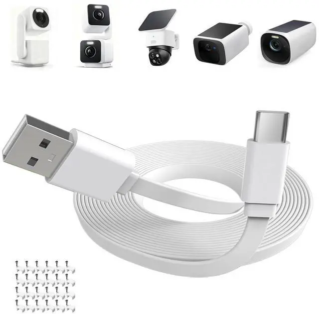 Main image of 50ft/15m Charging Cable for WYZE Duo Cam Pan,WYZE Cam Pan v4,eufy SoloCam S340/S220, C210,eufyCam 3/S330, 3C/S300,Flat Type C Cable,USB C Extension Cord for Continuous Your Camera Power Supply