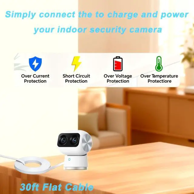 Alt view image 4 of 7 - 50ft/15m Charging Cable for WYZE Duo Cam Pan,WYZE Cam Pan v4,eufy SoloCam S340/S220, C210,eufyCam 3/S330, 3C/S300,Flat Type C Cable,USB C Extension Cord for Continuous Your Camera Power Supply