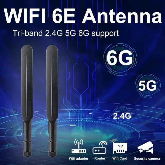 Alt view image 3 of 6 - WiFi 6 6E Tri-Band 2.4GHz/5GHz/6E Omnidirectional Antenna for PC Desktop Computer Motherboard WiFi Router, 2 Pack