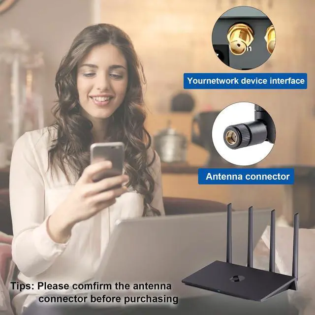 Alt view image 5 of 6 - WiFi 6 6E Tri-Band 2.4GHz/5GHz/6E Omnidirectional Antenna for PC Desktop Computer Motherboard WiFi Router, 2 Pack