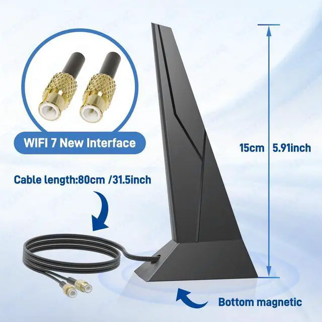 Alt view image 2 of 7 - WiFi 7 Antenna Magnetic Base with New Interface for MSI MAG X870MAG X870E PRO X870E-PPRO X870-P X870 GamingX870E Gaming Wi-Fi 7 Motherboard 2.4 5 6GHz Tri Band PC Desktop Computer Antennas