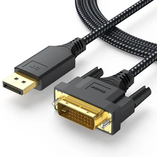 Main image of DisplayPort to DVI Cable 6ft, Display Port to DVI-D/I Cord Braided, Gold-Plated Male to Male 1080P@60Hz, only One-Way Direction Video for Computer Laptop Graphics Card Monitor Projector HDTV