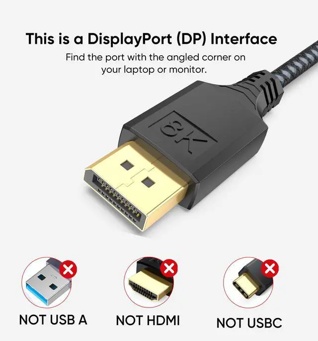 Alt view image 6 of 7 - DisplayPort to DVI Cable 6ft, Display Port to DVI-D/I Cord Braided, Gold-Plated Male to Male 1080P@60Hz, only One-Way Direction Video for Computer Laptop Graphics Card Monitor Projector HDTV