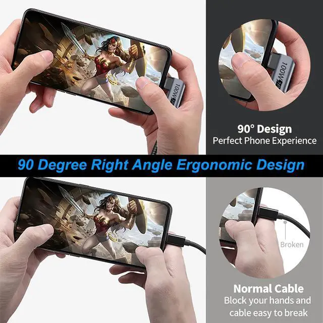 Alt view image 7 of 7 - USB C Extension Cable, USBC Right Angle Extender Cord 6 FT USB 3.1(10Gbps) Male to Female 100W Fast Charging Cable Compatible for MacBook Pro/Air, Switch, Laptop, Tablet and Mobile Phone