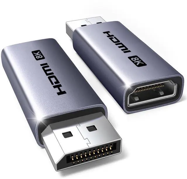 Main image of 2-Pack 8K@60Hz Active Display Port to HDMI Unidirectional Adapter with 4K@240Hz 2K@240Hz, DP 1.4 PC to HDMI 2.1 Display G-SYNC Male to Female Cable Aluminum Converter Compatible with AMD NVIDIA