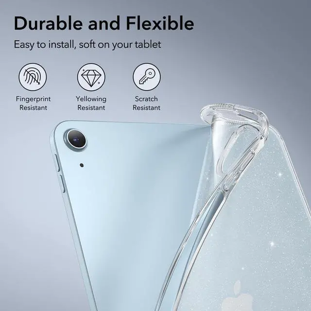 Alt view image 4 of 7 - for iPad Air 11 Inch Case M4/M3/M2 (2026/2025/2024), iPad Air 5th/4th Gen(2022/2020), Slim&Light, Yellowing Resistant, Transparent Back Cover, Supports Pencil Pro/USB-C, Zero Series, Clear Shimmer