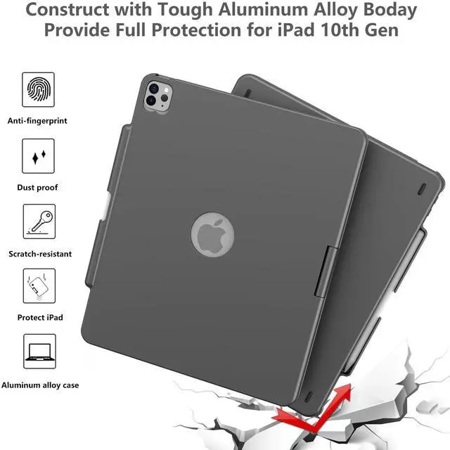 Alt view image 5 of 7 - Touch for iPad Keyboard Case Air 13 (M3 2025 / M2 2024) &12.9 iPad Pro (6th,5th,4th, 3rd Gen),360° Rotatable Protective Cover Multi-Touch Trackpad Keyboard Case with Pencil Holder - Grey