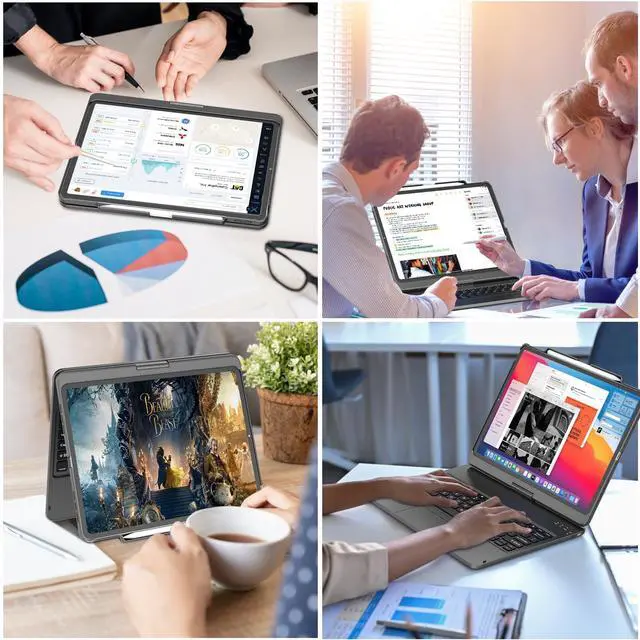 Alt view image 7 of 7 - Touch for iPad Keyboard Case Air 13 (M3 2025 / M2 2024) &12.9 iPad Pro (6th,5th,4th, 3rd Gen),360° Rotatable Protective Cover Multi-Touch Trackpad Keyboard Case with Pencil Holder - Grey
