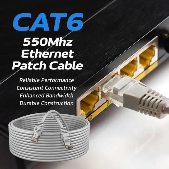 Alt view image 2 of 7 - Cat6 75FT Network Ethernet Patch Cable, 550Mhz Internet Wire, Backwards Compatible with Cat5, for PC, Modem, Router, Consoles for Home and Office, Gray