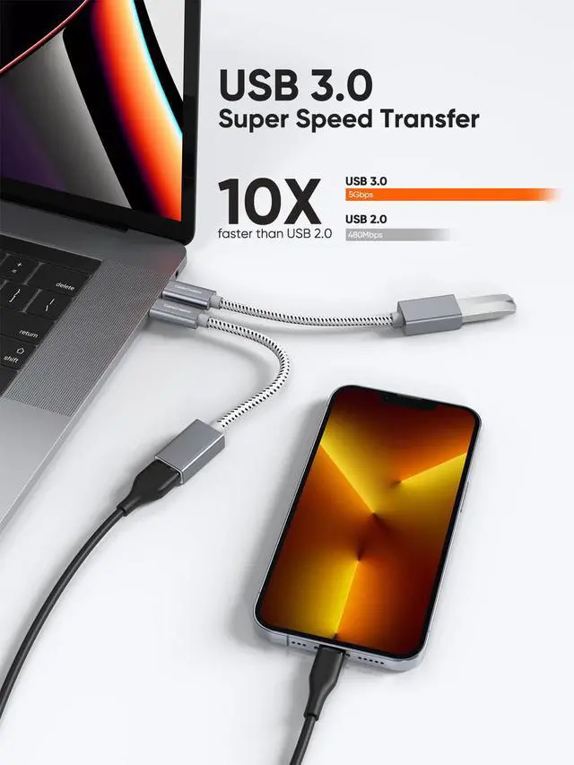 Alt view image 2 of 7 - USB to USB C Adapter 0.5FT/0.15m, USB C OTG Cable,Type C to USB A Female Connector for MacBook Pro Air, iPad mini/Pro, XPS, Galaxy S22 Ultra, iPhone 16, Surface Go
