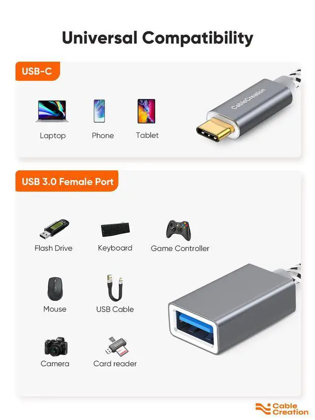 Alt view image 6 of 7 - USB to USB C Adapter 0.5FT/0.15m, USB C OTG Cable,Type C to USB A Female Connector for MacBook Pro Air, iPad mini/Pro, XPS, Galaxy S22 Ultra, iPhone 16, Surface Go
