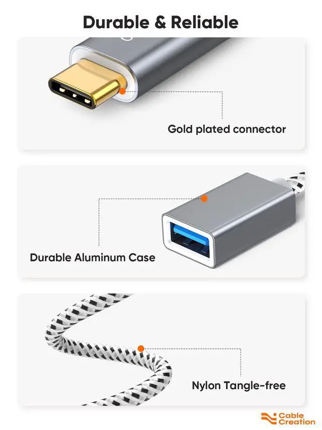 Alt view image 7 of 7 - USB to USB C Adapter 0.5FT/0.15m, USB C OTG Cable,Type C to USB A Female Connector for MacBook Pro Air, iPad mini/Pro, XPS, Galaxy S22 Ultra, iPhone 16, Surface Go