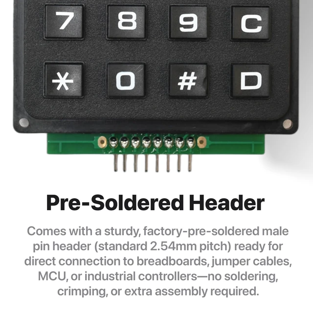 Alt view image 5 of 7 - 2-Pack 4x4 Matrix Keypad with I2C Adapter for C++ | ESP32-S3 and for Raspberry Pi; each unit runs on just SDA and SCL instead of 8 GPIO pins; 3.3V/5V, headers pre-soldered