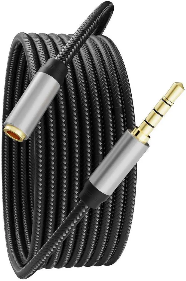 Main image of Audio Mic Extension Cable 10Ft,3.5mm Aux Headphone Extender 4-Pole Jack Plug Extension Lead Stereo Male to Female Braided Cord for Headset,TV,Laptop,Phone,Switch Lite,Car,PS4,Xbox and more(10Ft/3M)
