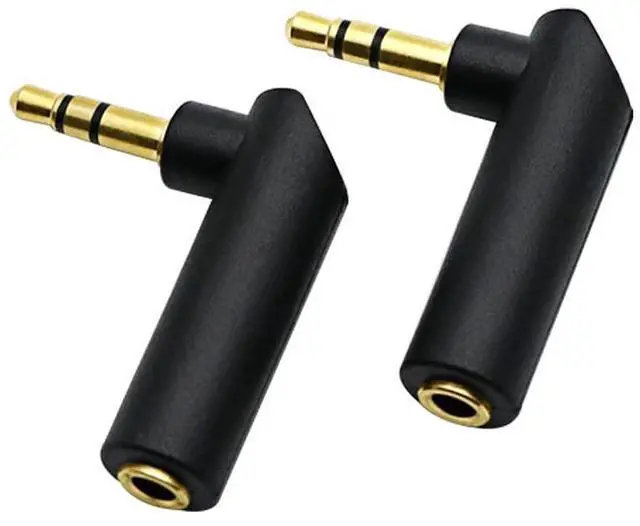 Main image of 3.5mm Angle Male to Female Audio Adapter, 90 Degree Right Angle Gold-Plated TRS Stereo Jack Plug AUX Connector Compatible with Headset, Tablets, MP3 Players, Speakers(2 Pack)