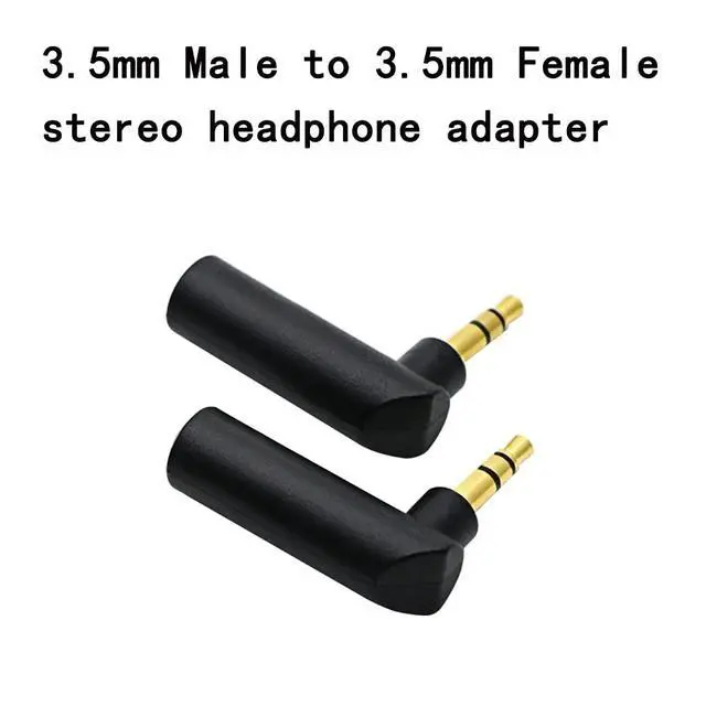Alt view image 3 of 5 - 3.5mm Angle Male to Female Audio Adapter, 90 Degree Right Angle Gold-Plated TRS Stereo Jack Plug AUX Connector Compatible with Headset, Tablets, MP3 Players, Speakers(2 Pack)
