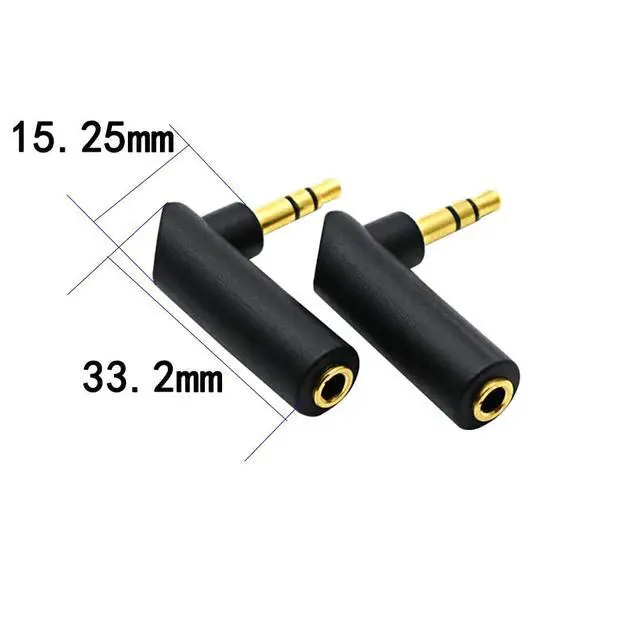 Alt view image 4 of 5 - 3.5mm Angle Male to Female Audio Adapter, 90 Degree Right Angle Gold-Plated TRS Stereo Jack Plug AUX Connector Compatible with Headset, Tablets, MP3 Players, Speakers(2 Pack)