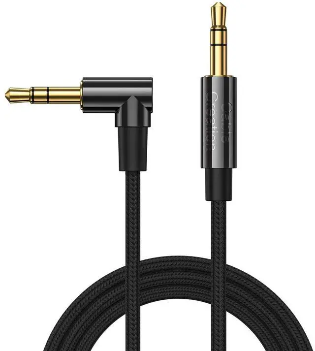 Main image of 3.5mm Audio Cable 3FT/0.9M, 3.5mm Right Angle Male to Male Auxiliary Jack HiFi Cable with Silver-Plating Copper Core for Car Stereos, iPhone, PS4, Beats, Echo-Dot & More