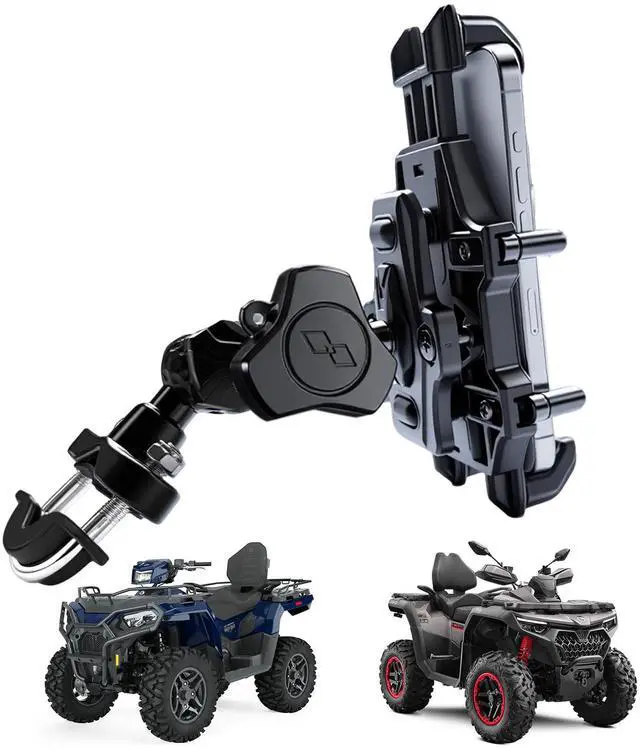 Main image of ATV Phone Holder Mount,Motorcycle Handlebar Phone Mount,4 Wheeler Anti Vibration 360 Cell Phone Holder Clamp Fit CFMOTO Cforce,Polaris Sportsman,Can am Outlander Adjustable Fit 4.7"-7.1'' Phone