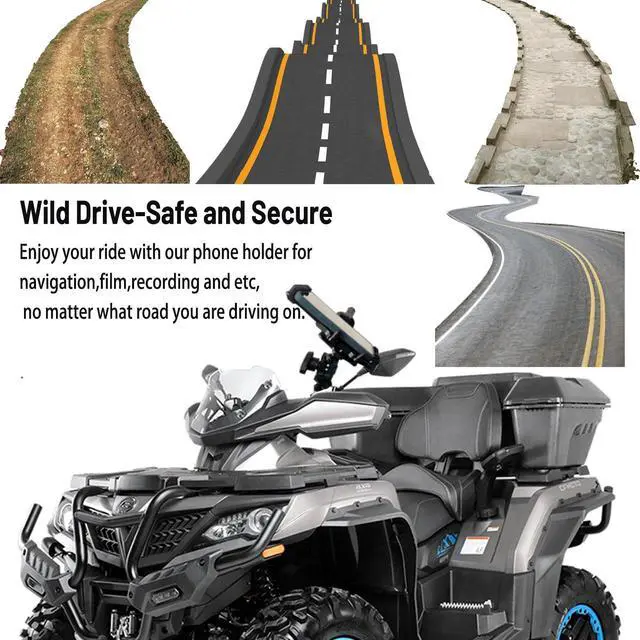 Alt view image 2 of 7 - ATV Phone Holder Mount,Motorcycle Handlebar Phone Mount,4 Wheeler Anti Vibration 360 Cell Phone Holder Clamp Fit CFMOTO Cforce,Polaris Sportsman,Can am Outlander Adjustable Fit 4.7"-7.1'' Phone