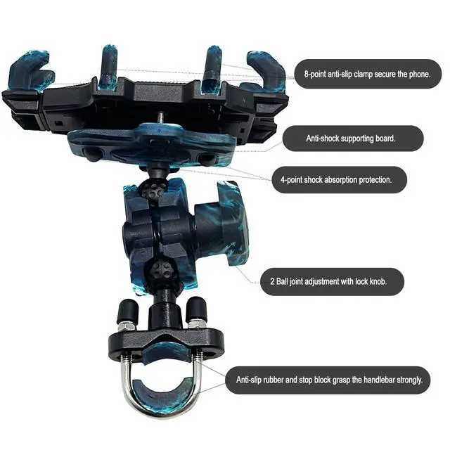 Alt view image 6 of 7 - ATV Phone Holder Mount,Motorcycle Handlebar Phone Mount,4 Wheeler Anti Vibration 360 Cell Phone Holder Clamp Fit CFMOTO Cforce,Polaris Sportsman,Can am Outlander Adjustable Fit 4.7"-7.1'' Phone