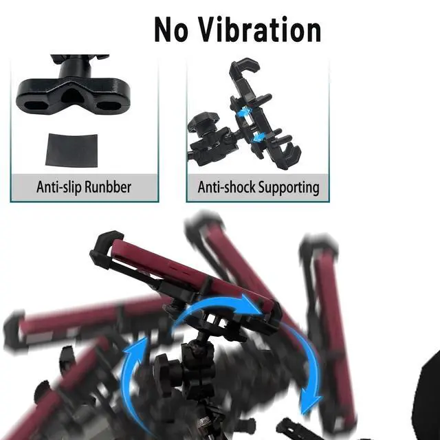 Alt view image 5 of 7 - ATV Phone Holder Mount,Motorcycle Handlebar Phone Mount,4 Wheeler Anti Vibration 360 Cell Phone Holder Clamp Fit CFMOTO Cforce,Polaris Sportsman,Can am Outlander Adjustable Fit 4.7"-7.1'' Phone