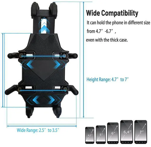 Alt view image 7 of 7 - ATV Phone Holder Mount,Motorcycle Handlebar Phone Mount,4 Wheeler Anti Vibration 360 Cell Phone Holder Clamp Fit CFMOTO Cforce,Polaris Sportsman,Can am Outlander Adjustable Fit 4.7"-7.1'' Phone