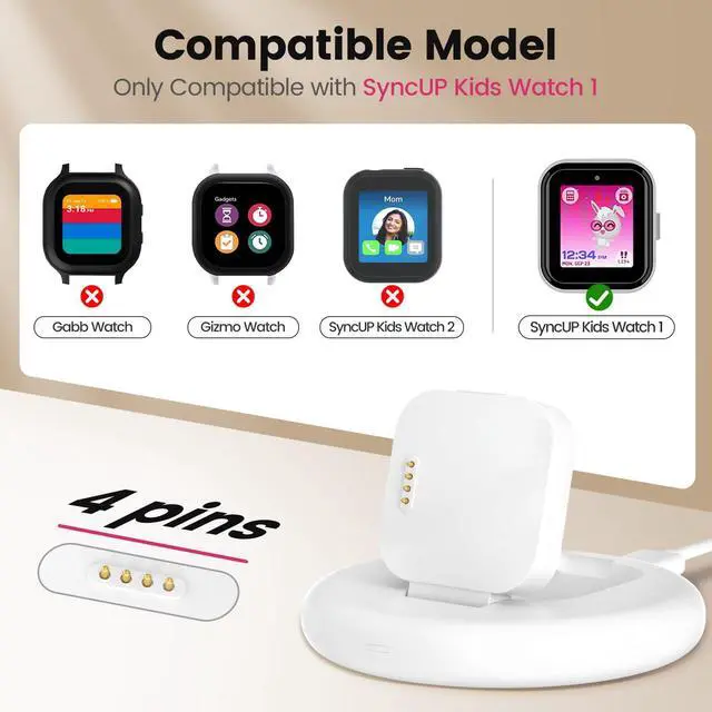 Alt view image 2 of 7 - Charging Stand Compatible with SyncUP Kids Watch 1, Portable & Foldable Magnetic Charger with 3.3 Feet Charging Cord for T-Mobile Sync UP Kids Watch 1 (White for SyncUP Watch 1)