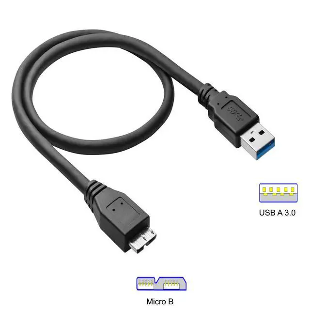 Alt view image 2 of 2 - 3FT External Hard Drive Cord, Replacement USB 3.0 to Micro-B Super Speed Charge SS Cable for Western Digital WD My Passport, Seagate, Toshiba Canvio, Samsung S5/Note 3, LaCie, Maxone, Elements & More