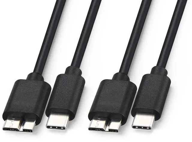 Main image of 2-Pack External Hard Drive Cable, USB 3.0 Micro B to USB C Data Cord for Seagate, Toshiba, Western Digital WD My Passport, LaCie, 3 ft