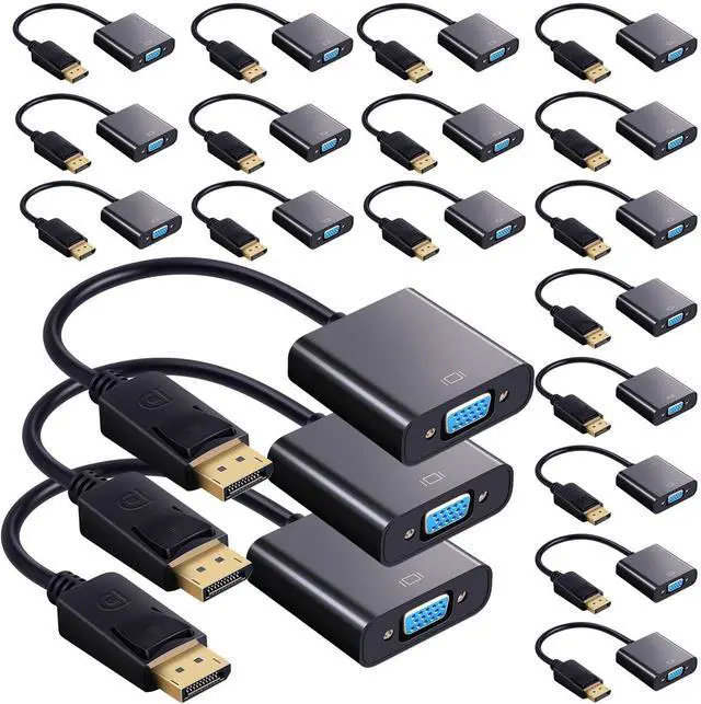 Main image of 20 Pack DisplayPort to VGA Adapters Gold Plated Compatible with Laptop Monitor PC Projector