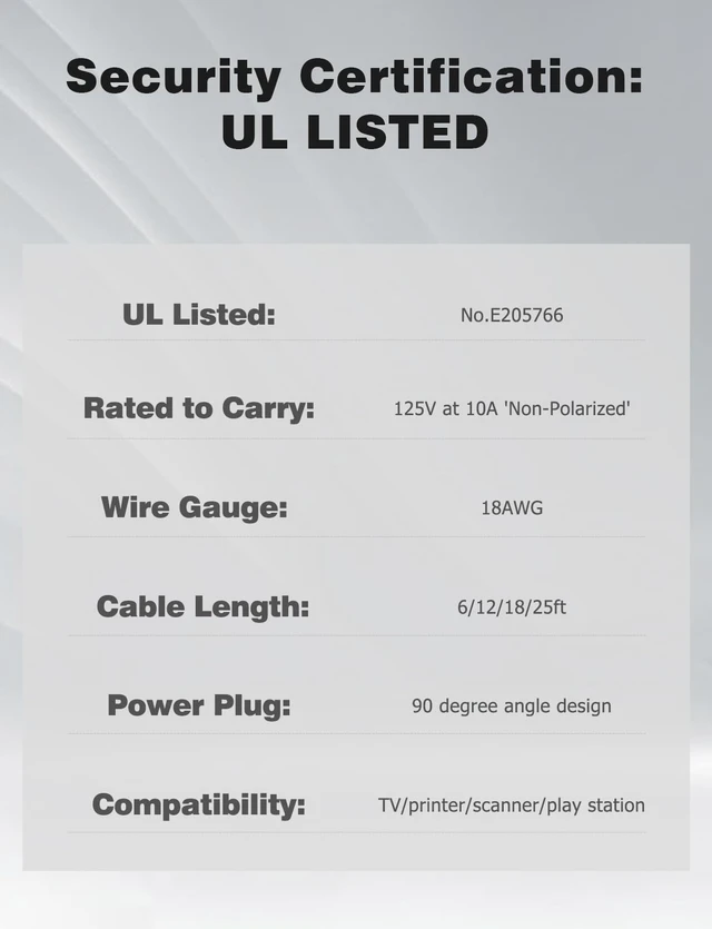 Alt view image 6 of 7 - TV Power Cord Compatible with Samsung TV, UL Listed 6FT Right Angle C7 Replacement Power Cable Compatible with Samsung LG TCL Sony Insignia Sharp Toshiba (18 AWG-Non Polarized)