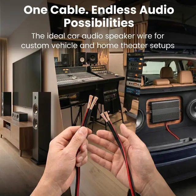 Alt view image 5 of 7 - 14 Gauge Speaker Wire 500ft,Flexible Speaker Cable with Foot Markers & Polarity Markings,14 Gauge Wire for Car Audio & Home Theater Speakers,Audio Cable for DIY Installations,CCA(Black)
