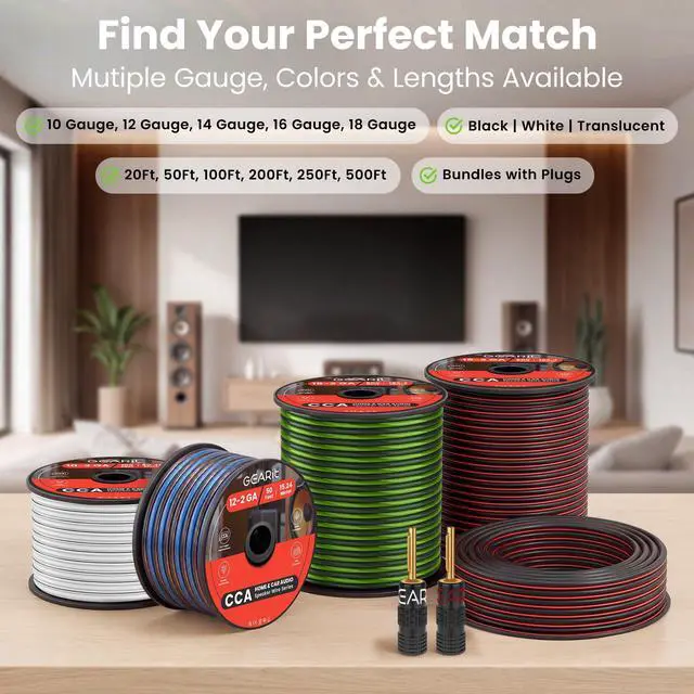 Alt view image 6 of 7 - 14 Gauge Speaker Wire 500ft,Flexible Speaker Cable with Foot Markers & Polarity Markings,14 Gauge Wire for Car Audio & Home Theater Speakers,Audio Cable for DIY Installations,CCA(Black)