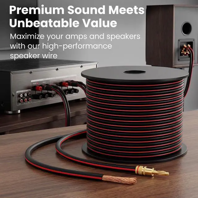 Alt view image 7 of 7 - 14 Gauge Speaker Wire 500ft,Flexible Speaker Cable with Foot Markers & Polarity Markings,14 Gauge Wire for Car Audio & Home Theater Speakers,Audio Cable for DIY Installations,CCA(Black)