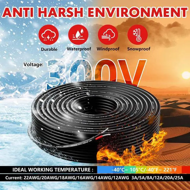 Alt view image 5 of 7 - 16 Gauge Wire 2 Conductor Electrical Wire, 16 AWG Wire Stranded PVC Cord 50FT, 12V Low Voltage/Oxygen-Free Tinned Copper/Flexible 16/2 Wiring for Automotive Marine LED Strips Lamps Lighting-15M